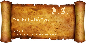 Mende Balázs névjegykártya